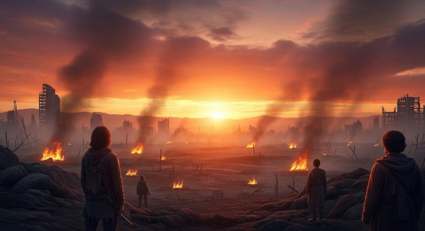 Sunrise Reaping movie dystopian battlefield scene