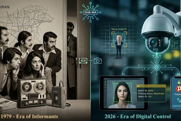 Facial recognition system monitoring protesters as part of surveillance technology in Iran