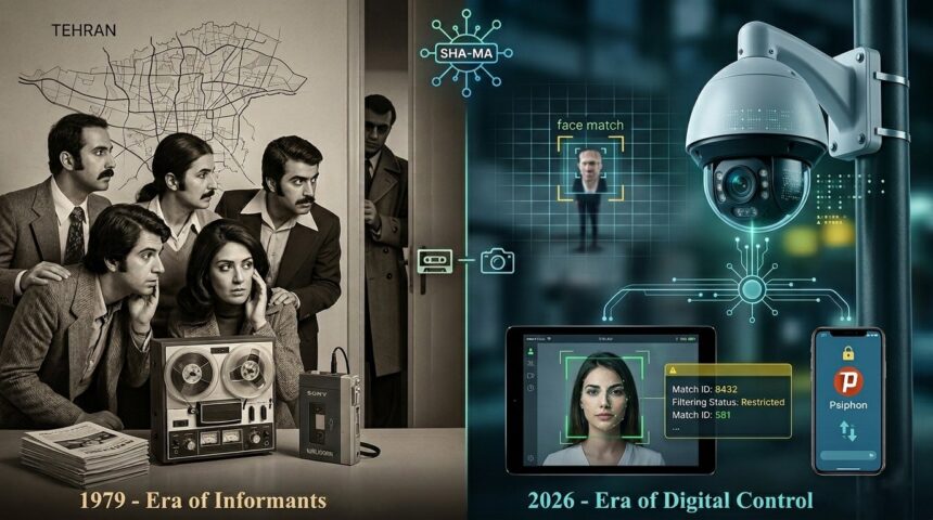 Facial recognition system monitoring protesters as part of surveillance technology in Iran