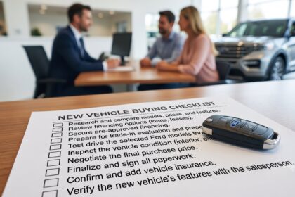 car buying checklist for Washington shoppers reviewing vehicle options at local dealership